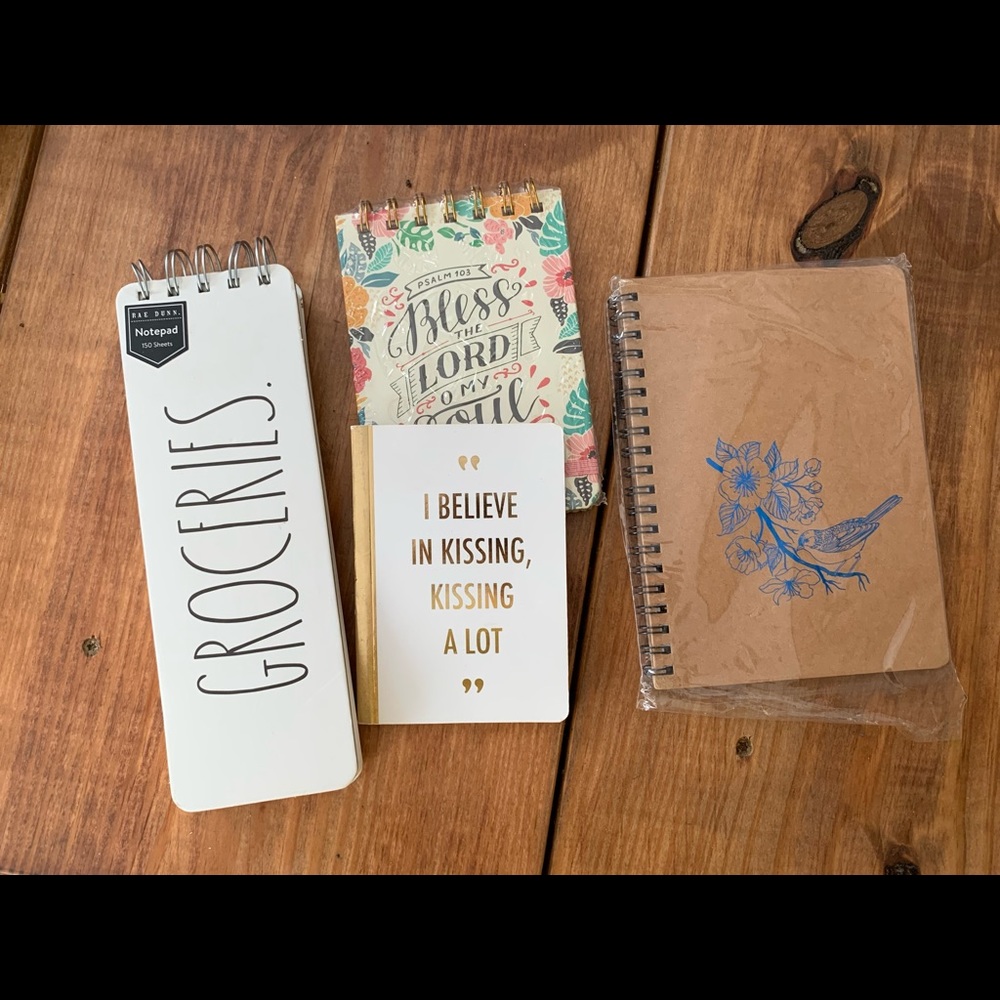 Decorative Notepads. Set Of 4. TWT. 1 Grocery List, 2 Blank  Pads. 1 religious.